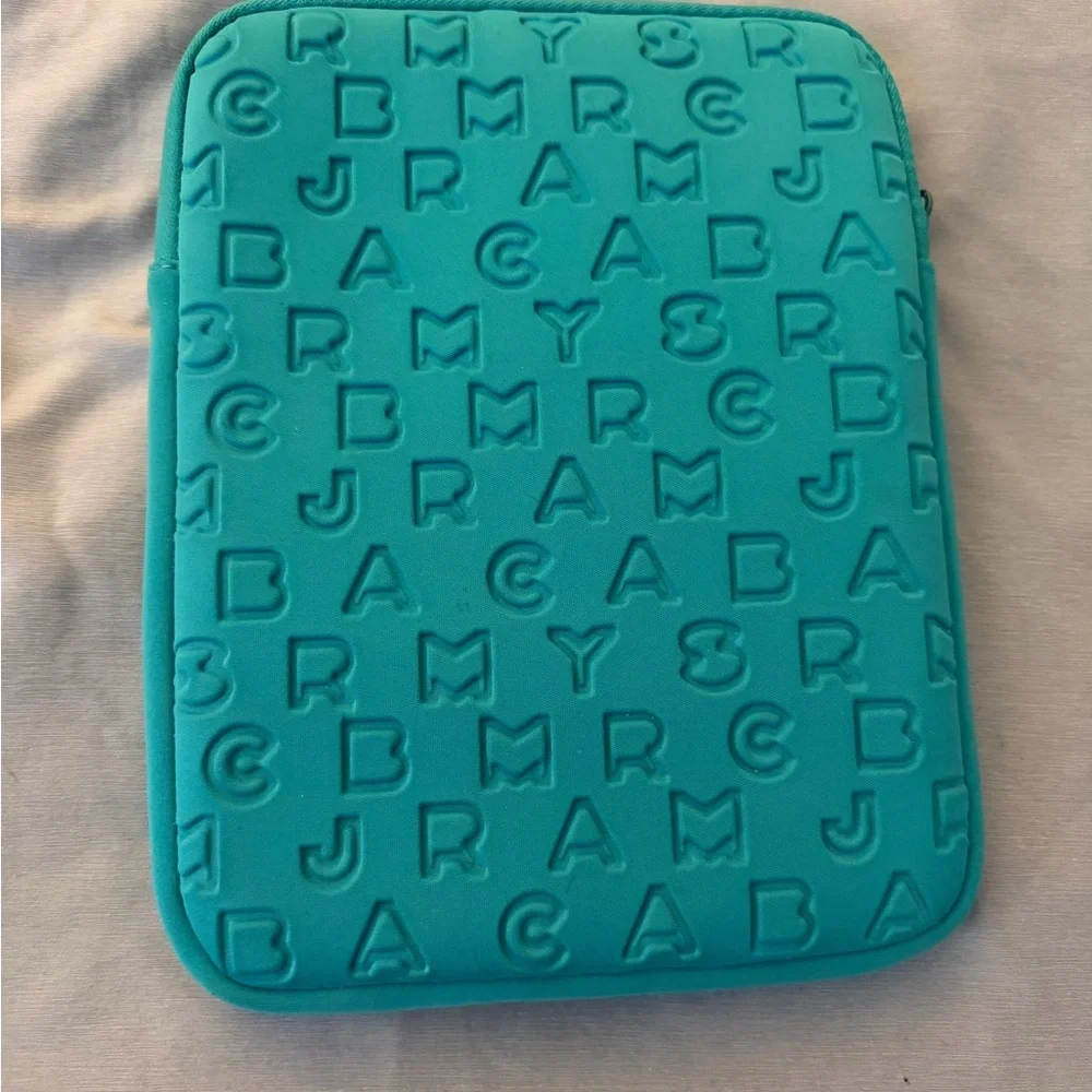 Marc by Marc Jacobs Teal Embossed Logo Tablet Sleeve with Gold Plaque